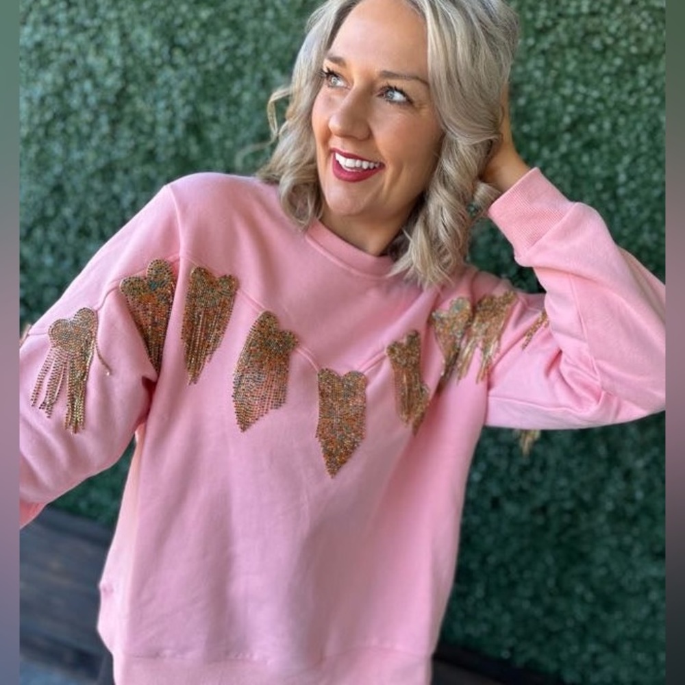 Queen of sparkles - heart fringe sweater